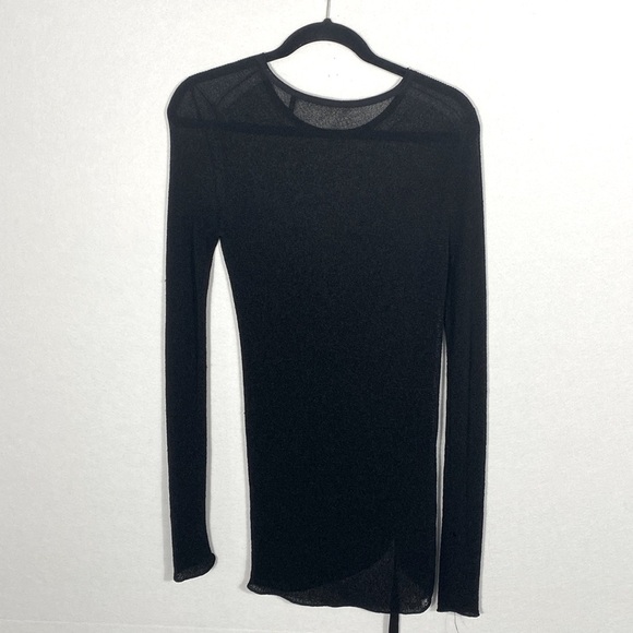 Helmut Lang Black Sheer Long Sleeve Blouse size medium - Picture 9 of 13